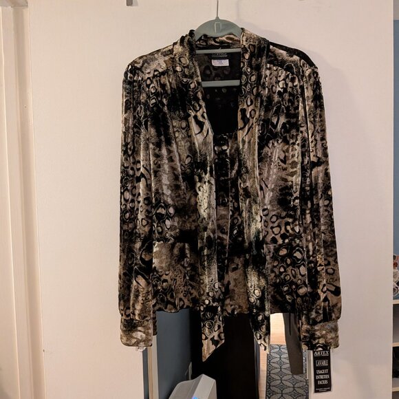 Vintage Animal Print Velvet Blouse Artex Collections - Picture 2 of 10